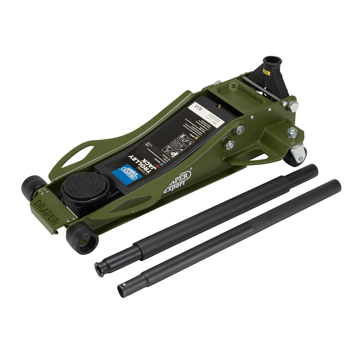 Draper Expert Professional Low Profile Fast Lift Garage Trolley Jack, 3 Tonne, Green : Model No. TJ3-GP