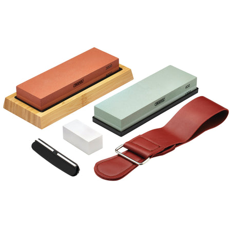 Whetstone Sharpening Stone Set with Non-Slip Base and Angle Guide, 400/1000/3000/8000 Grit : Model No. SW4138