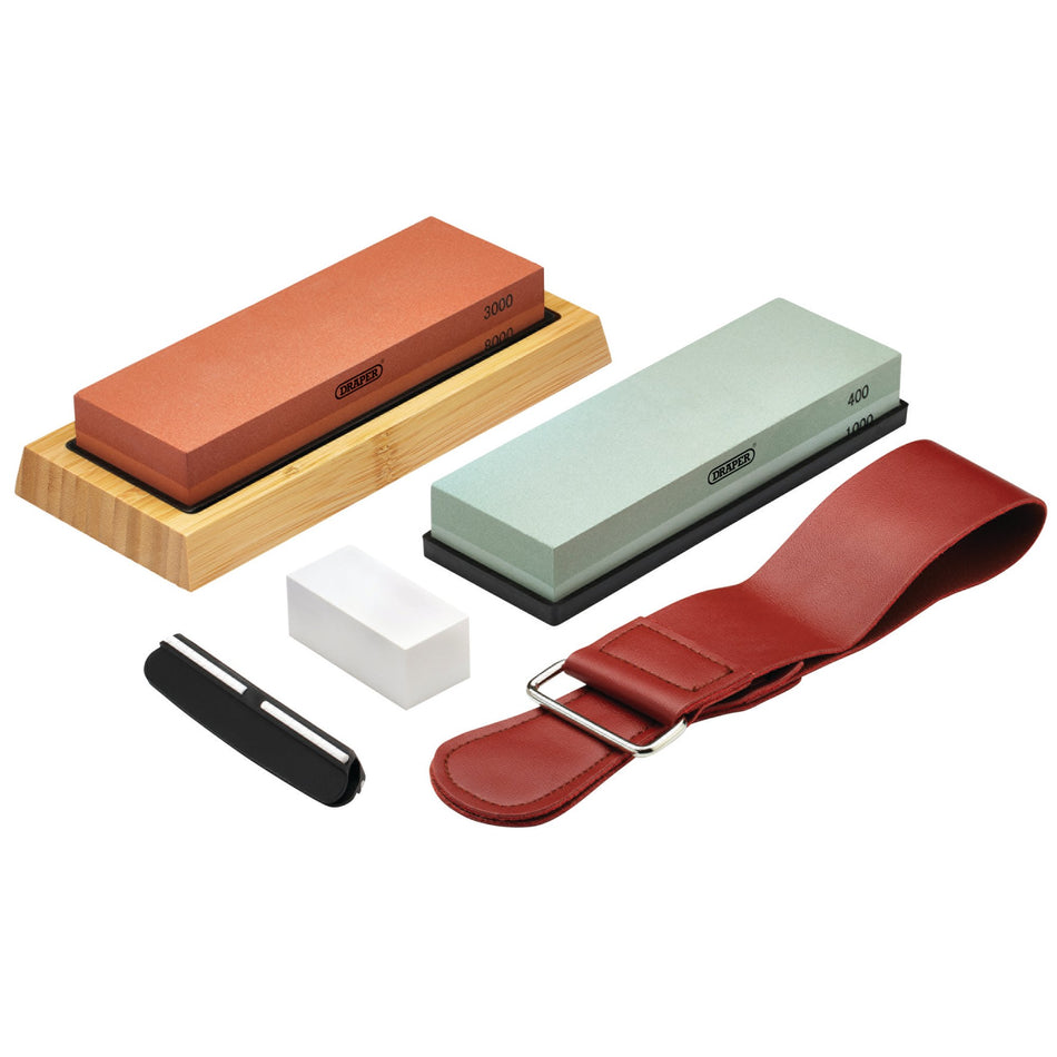 Whetstone Sharpening Stone Set with Non-Slip Base and Angle Guide, 400/1000/3000/8000 Grit : Model No. SW4138