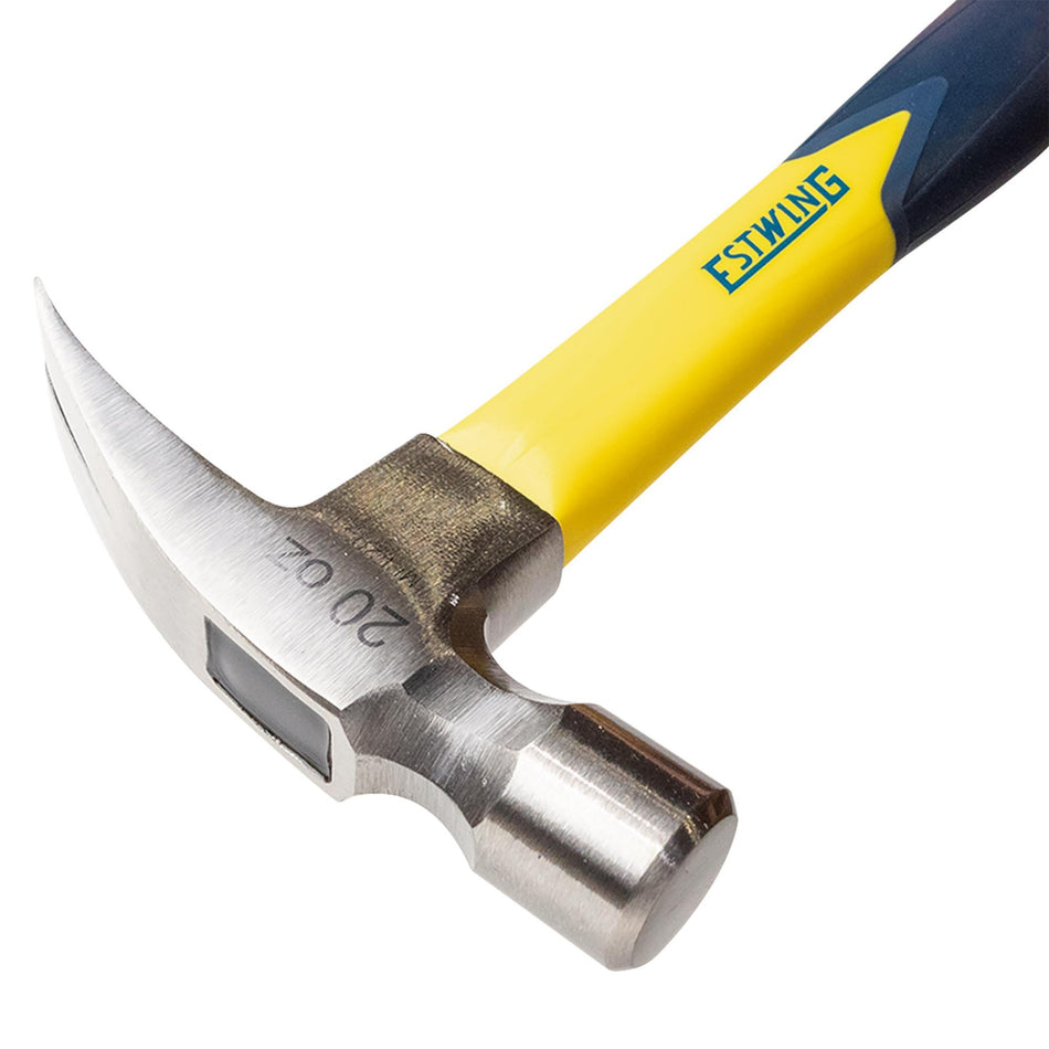 Estwing EMRF20S Sure Strike Straight Claw Hammer with Fibreglass Handle, 20oz/567g : Model No. EMRF20S