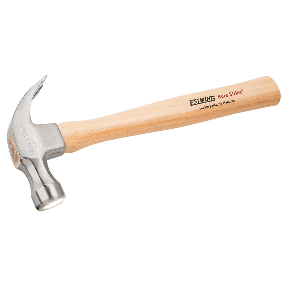 Estwing EMRW20C Sure Strike Curved Claw Hammer with Hickory Handle, 20oz/570g : Model No. EMRW20C