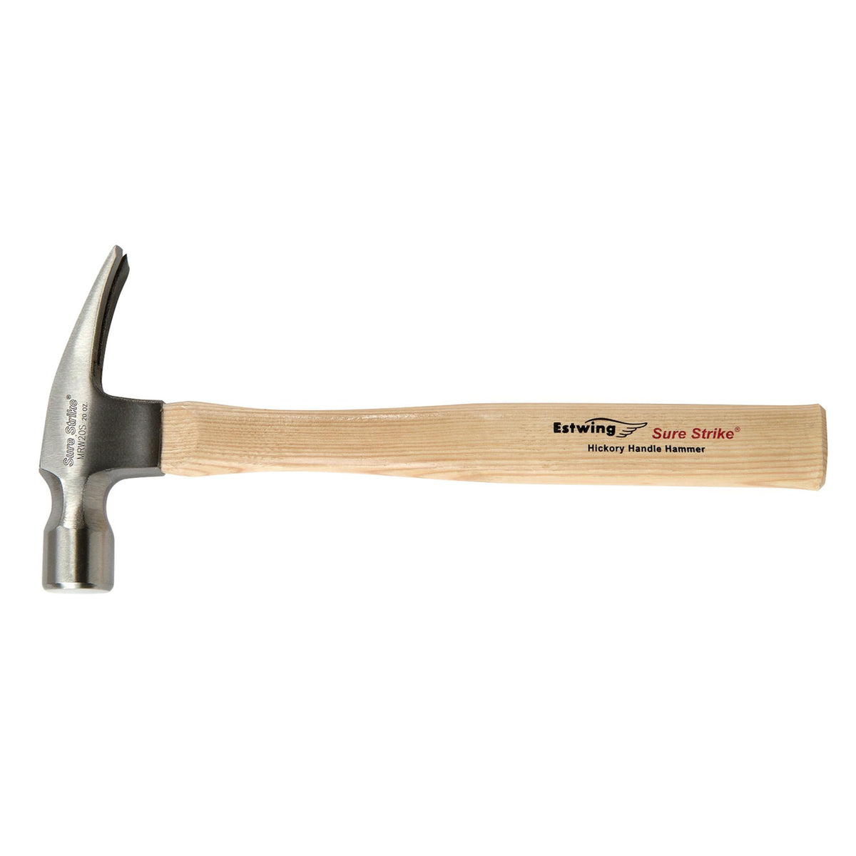 Estwing EMRW20S Sure Strike Straight Claw Hammer with Hickory Handle, 20oz/560g : Model No. EMRW20S