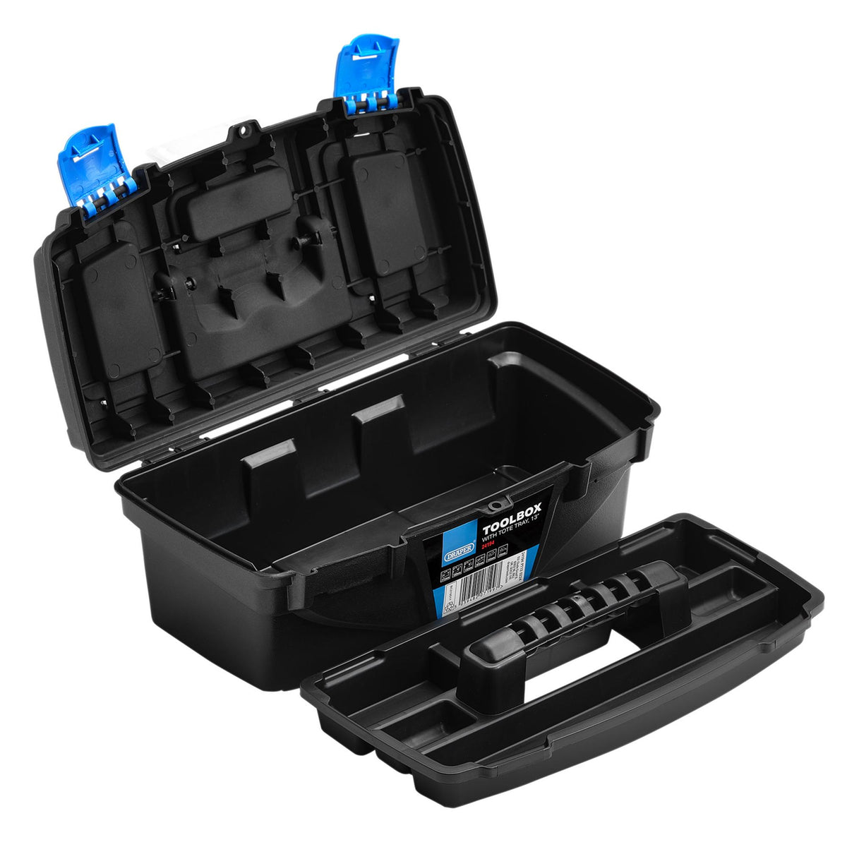 Plastic Toolbox with Tote Tray, 13" : Model No. PT13