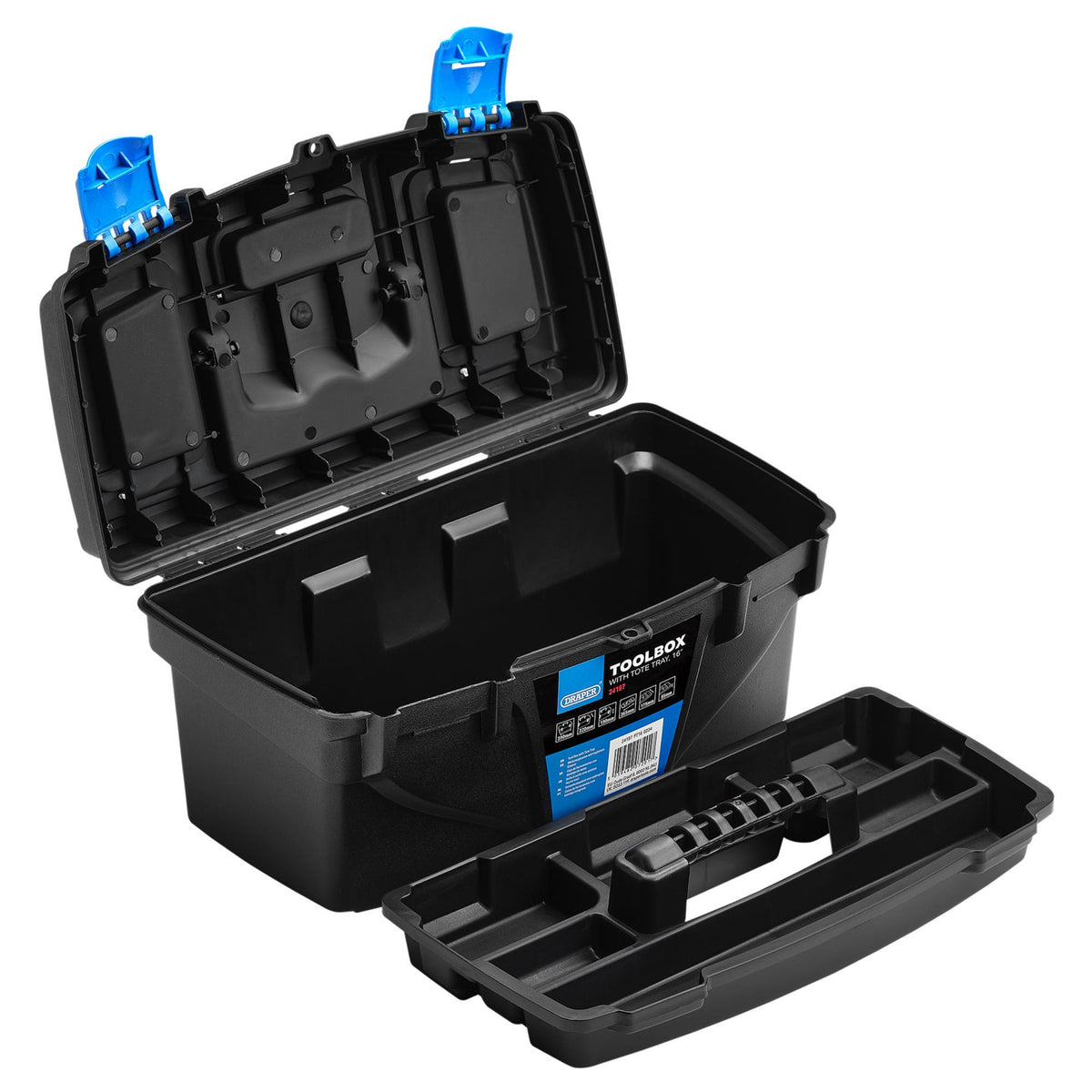 Plastic Toolbox with Tote Tray, 16" : Model No. PT16