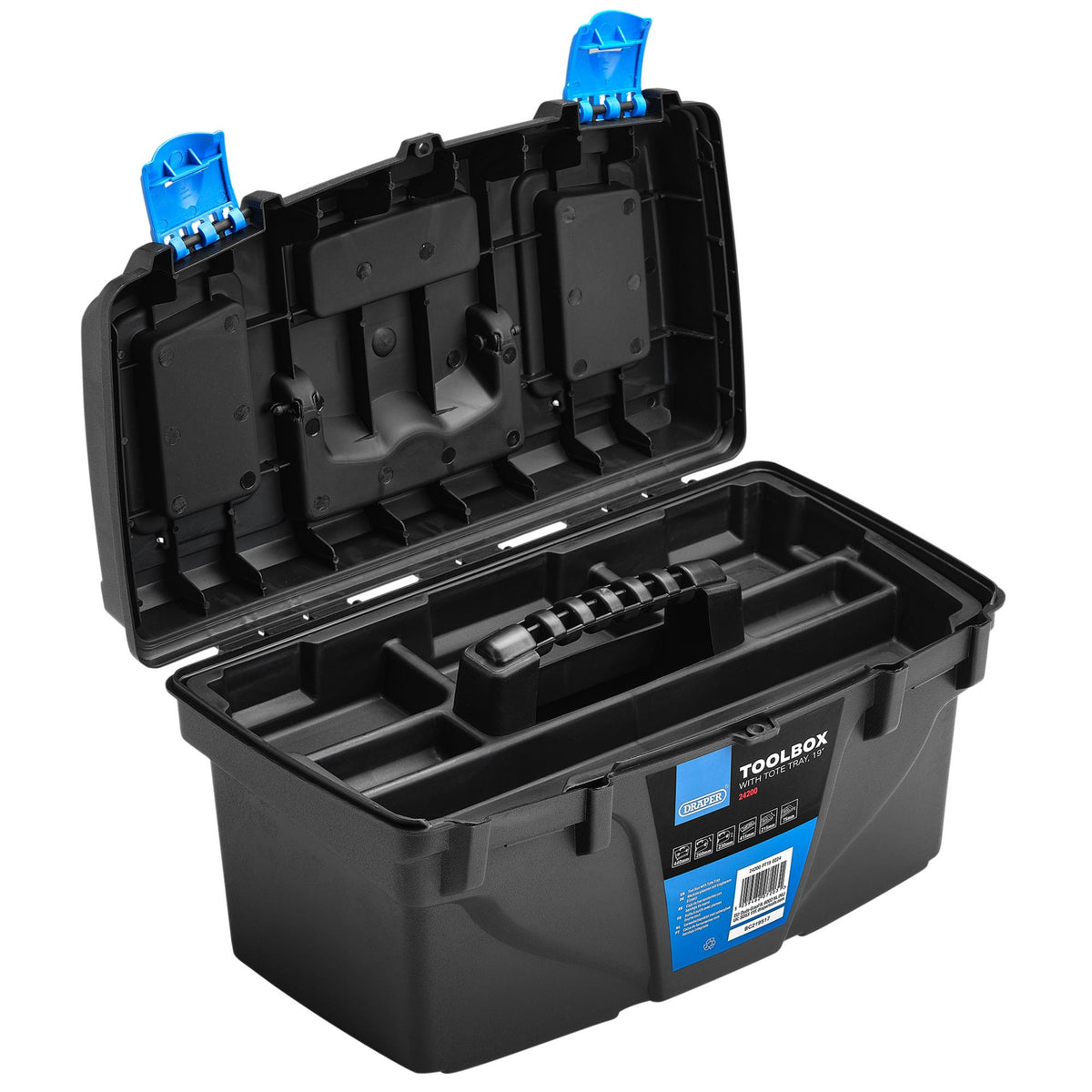 Plastic Toolbox with Tote Tray, 19" : Model No. PT19