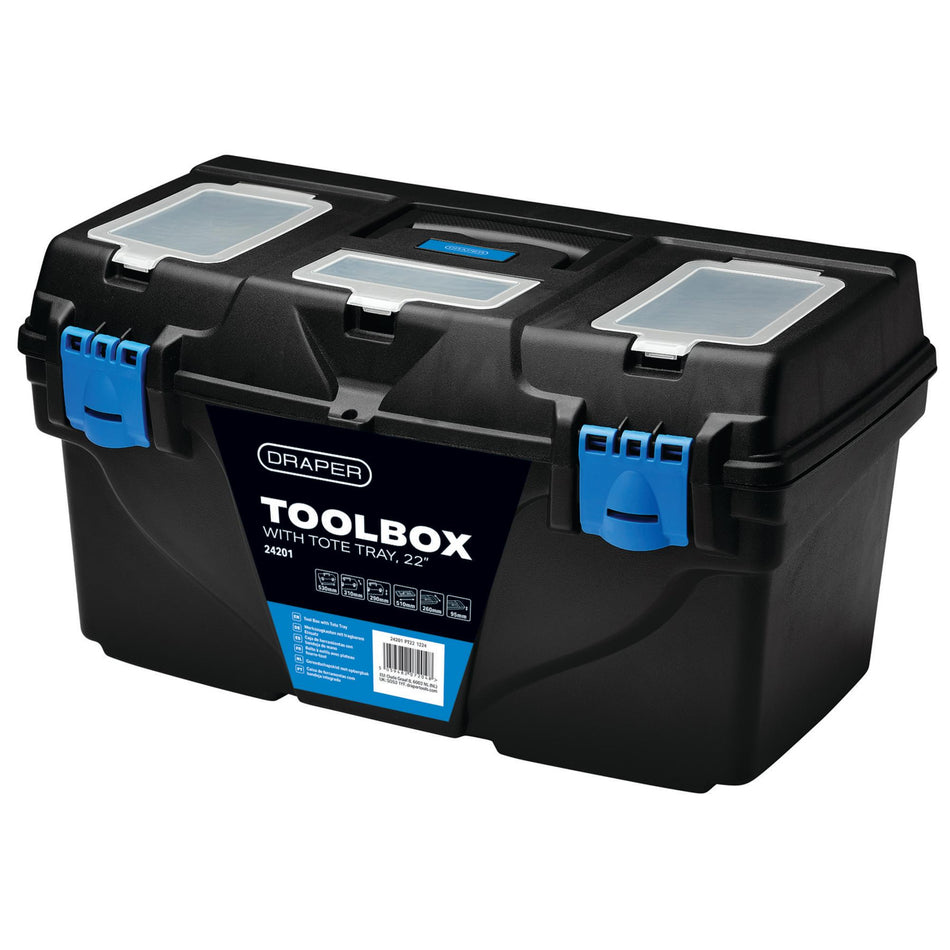 Plastic Toolbox with Tote Tray, 22" : Model No. PT22