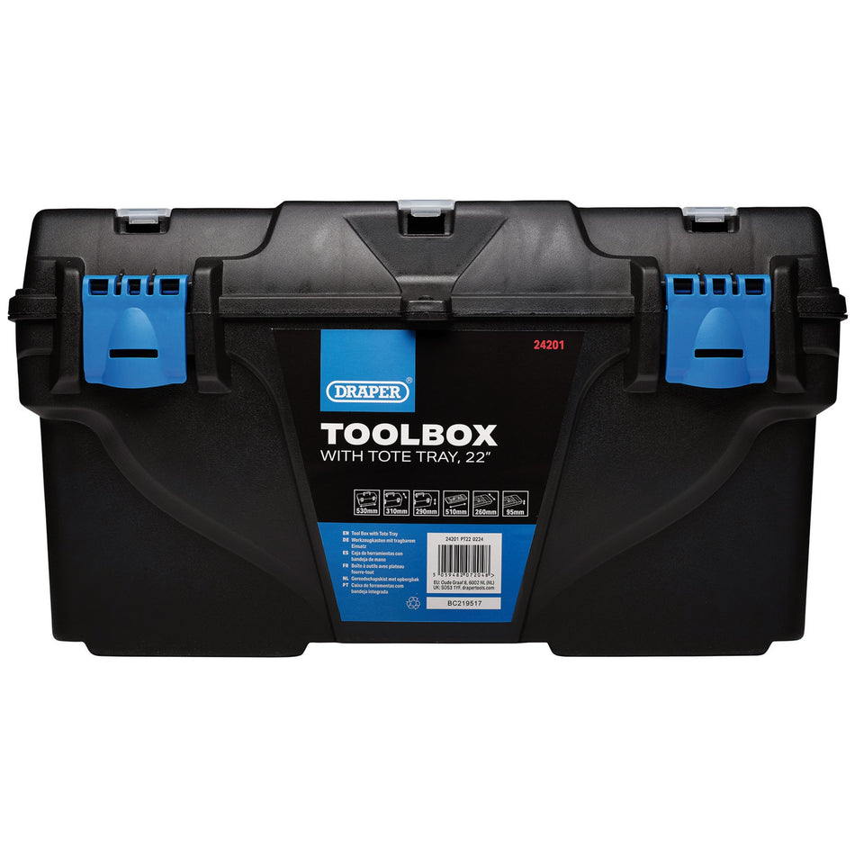 Plastic Toolbox with Tote Tray, 22" : Model No. PT22