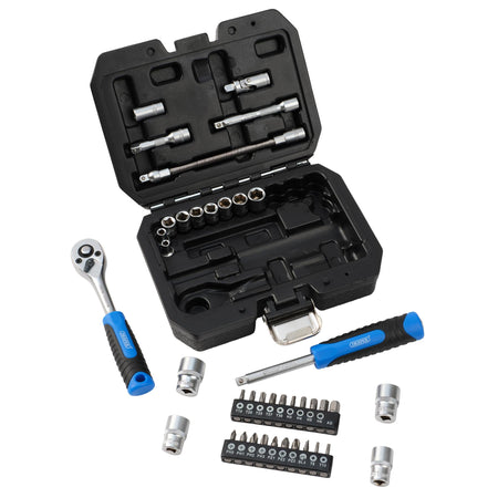 Draper HI-TORQ Metric Socket and Bit Set, 1/4" Sq. Dr. (40 Piece) : Model No. 1/4SS40