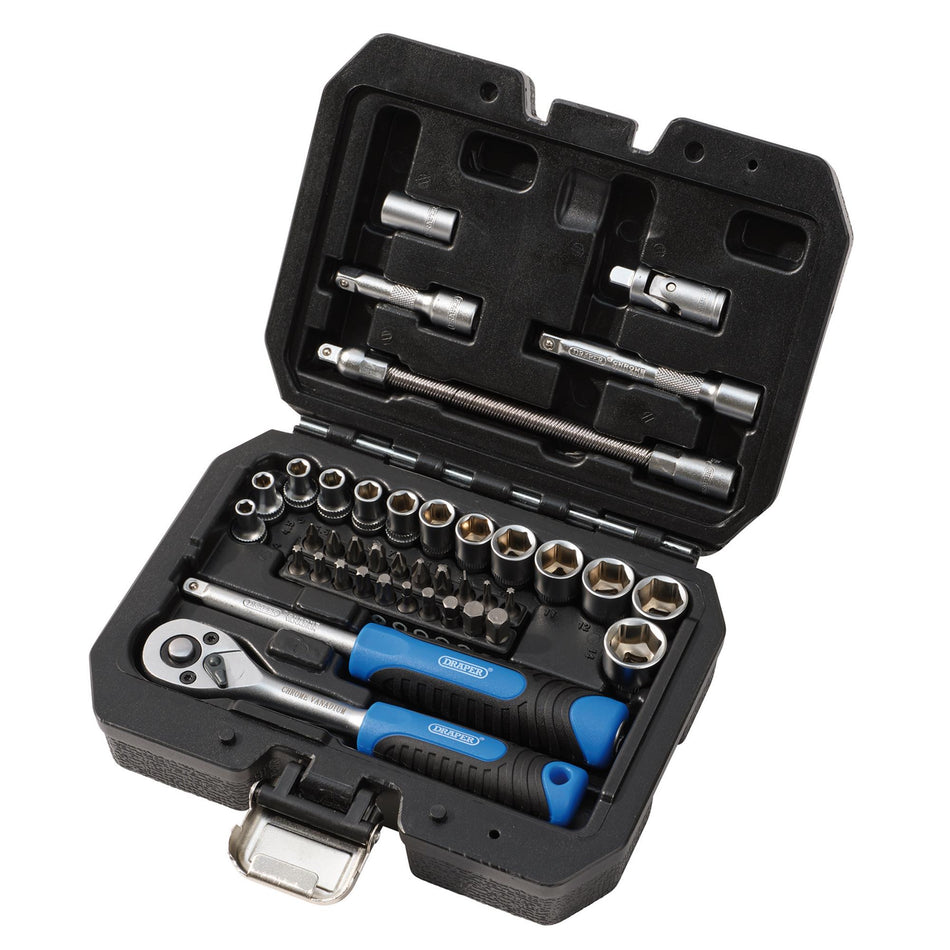 Draper HI-TORQ Metric Socket and Bit Set, 1/4" Sq. Dr. (40 Piece) : Model No. 1/4SS40