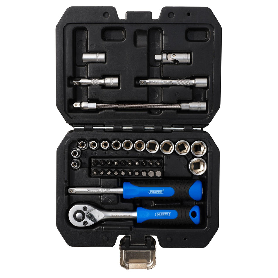 Draper HI-TORQ Metric Socket and Bit Set, 1/4" Sq. Dr. (40 Piece) : Model No. 1/4SS40