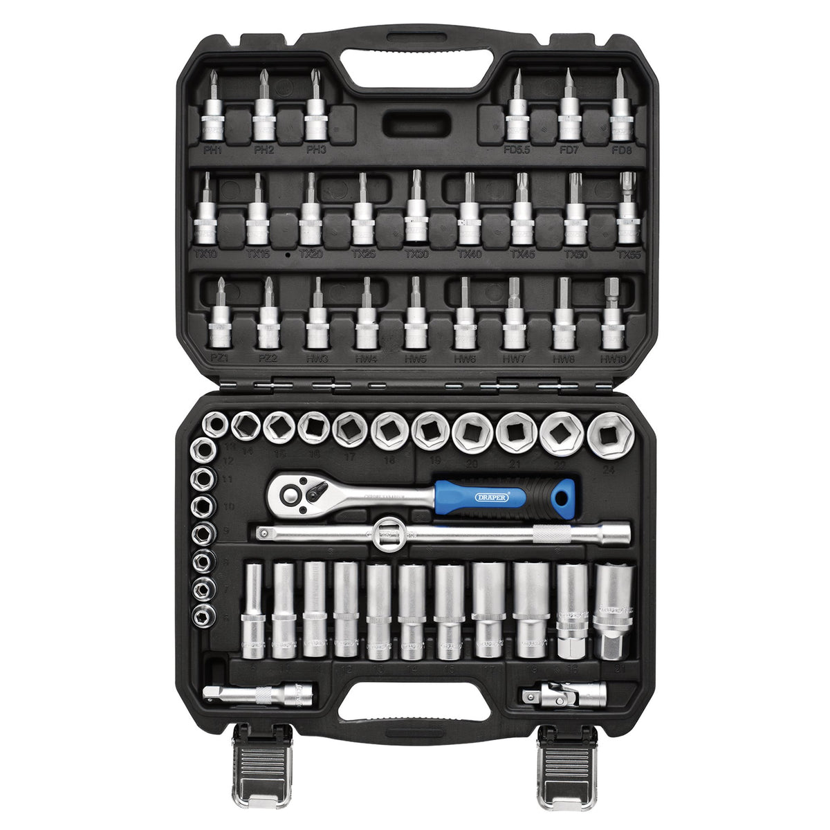 Draper HI-TORQ Metric Socket and Bit Set, 3/8" Sq. Dr. (58 Piece) : Model No. 3/8SS58