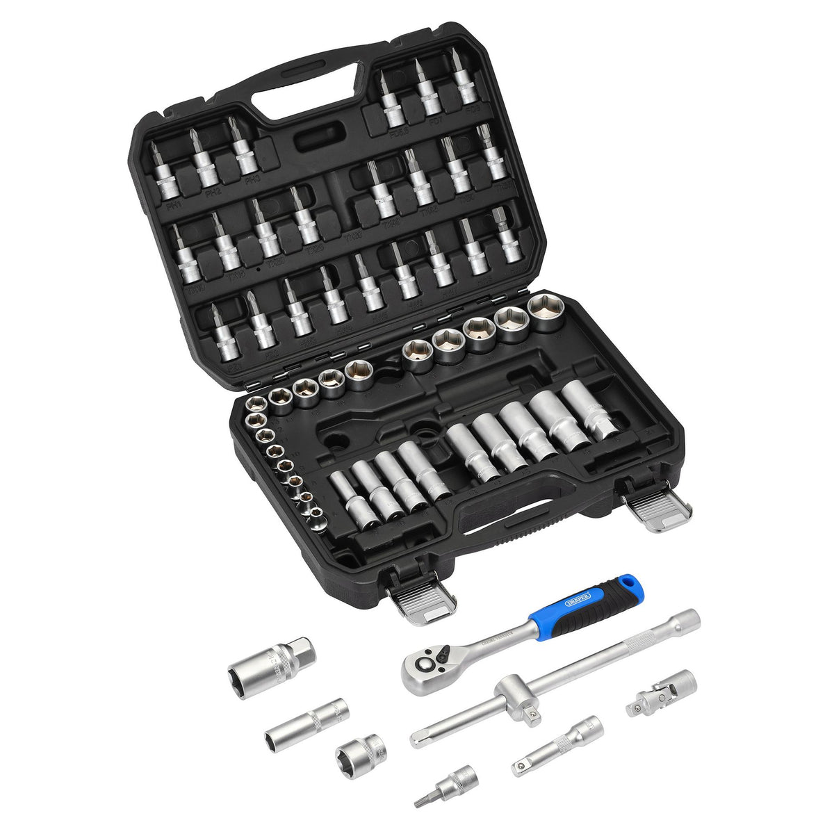 Draper HI-TORQ Metric Socket and Bit Set, 3/8" Sq. Dr. (58 Piece) : Model No. 3/8SS58
