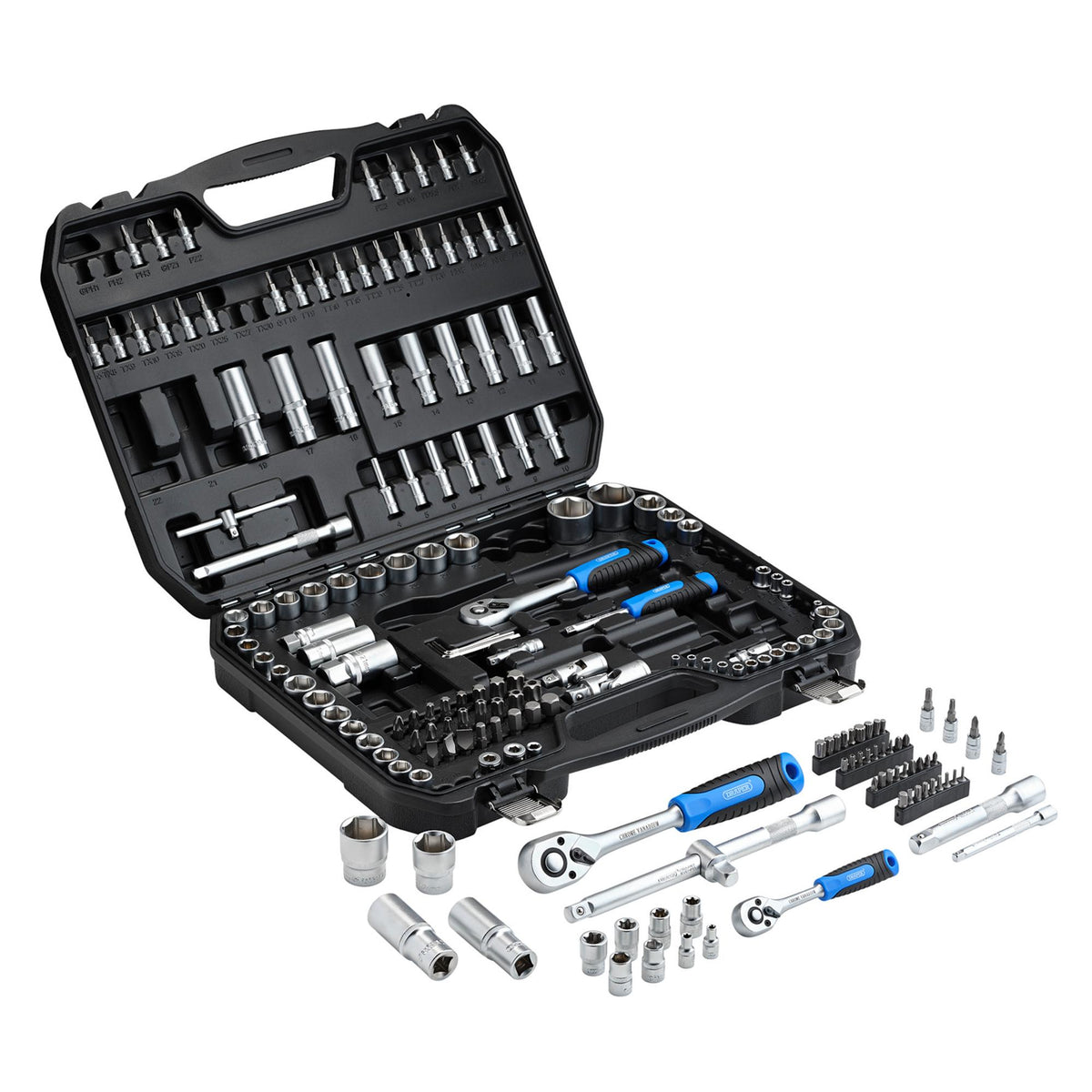 Draper HI-TORQ Metric Socket and Bit Set, 1/4", 3/8" and 1/2" Sq. Dr. (188 Piece) : Model No. MIXSS188