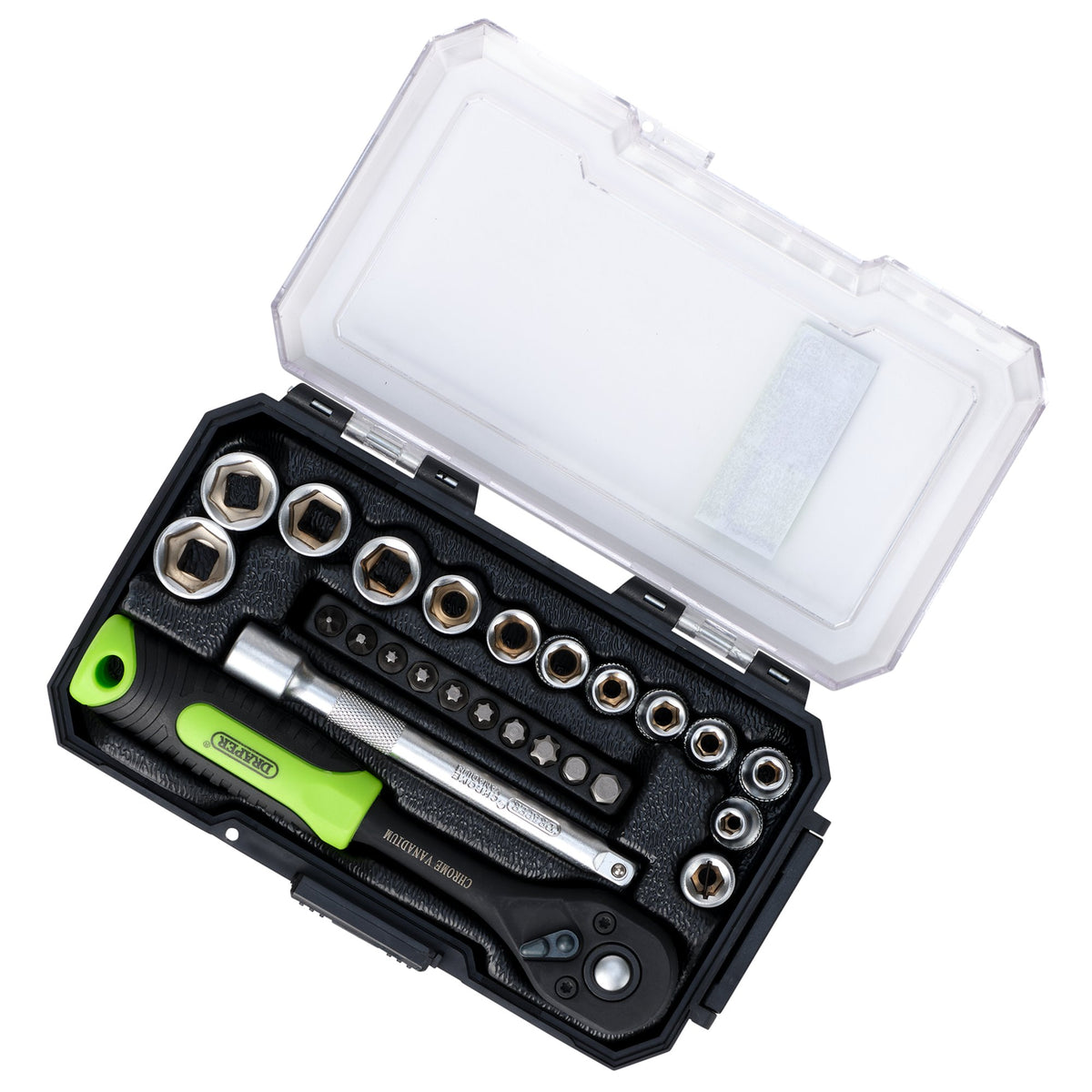 Draper HI-TORQ Metric Socket and Bit Set, 1/4" Sq. Dr. (25 Piece) : Model No. 1/4SS25