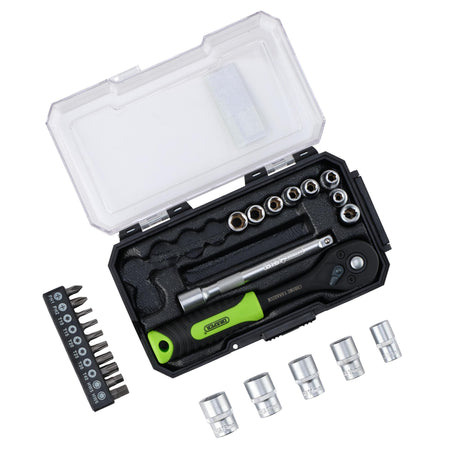 Draper HI-TORQ Metric Socket and Bit Set, 1/4" Sq. Dr. (25 Piece) : Model No. 1/4SS25