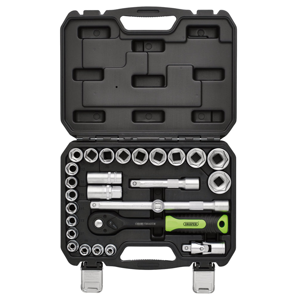 Draper HI-TORQ Metric Socket Set, 1/2" Sq. Dr. (27 Piece) : Model No. 1/2SS27