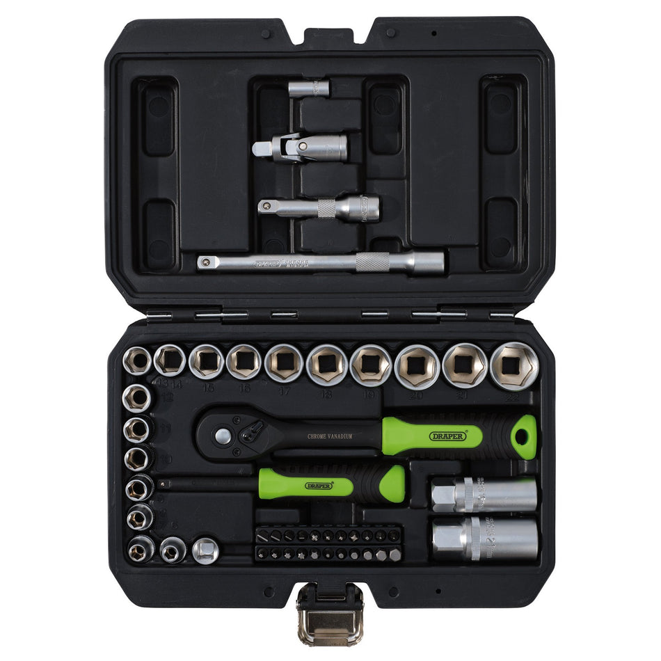 Draper HI-TORQ Metric Socket and Bit Set, 1/4" and 3/8" Sq. Dr. (48 Piece) : Model No. MIXSS48