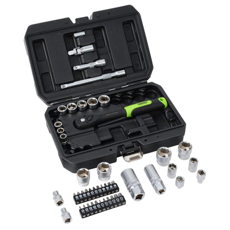 Draper HI-TORQ Metric Socket and Bit Set, 1/4" and 3/8" Sq. Dr. (48 Piece) : Model No. MIXSS48