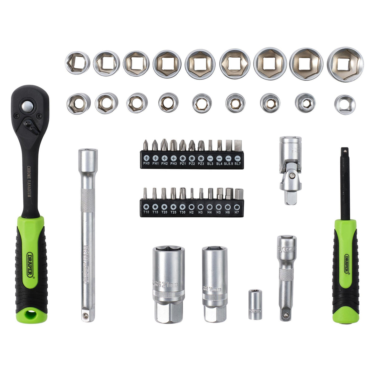 Draper HI-TORQ Metric Socket and Bit Set, 1/4" and 3/8" Sq. Dr. (48 Piece) : Model No. MIXSS48