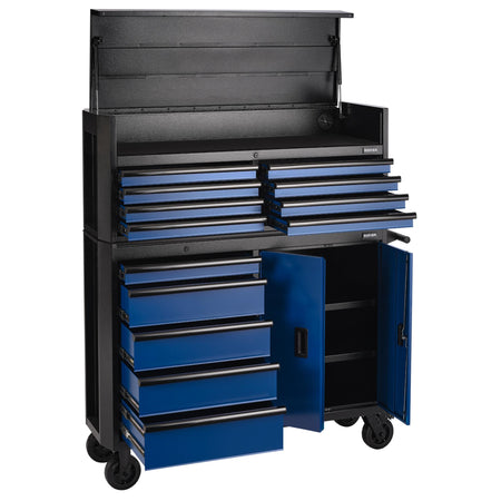 BUNKER Combined Roller Cabinet and Tool Chest, 13 Drawer, 52", Blue: No.B200-52C-BL/52R