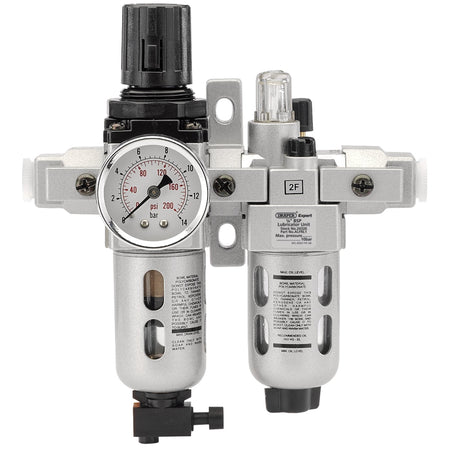 DRAPER Expert 1/4in. BSP Combined Filter/Regulator/Lubricator Unit (FRL): Model No.ALFRL1