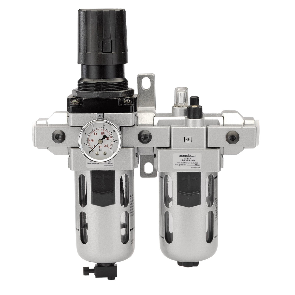 DRAPER Expert 1/2in. BSP Combined Filter/Regulator/Lubricator: Model No.ALFRL2