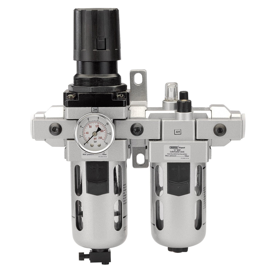 DRAPER Expert 1/2in. BSP Combined Filter/Regulator/Lubricator: Model No.ALFRL2