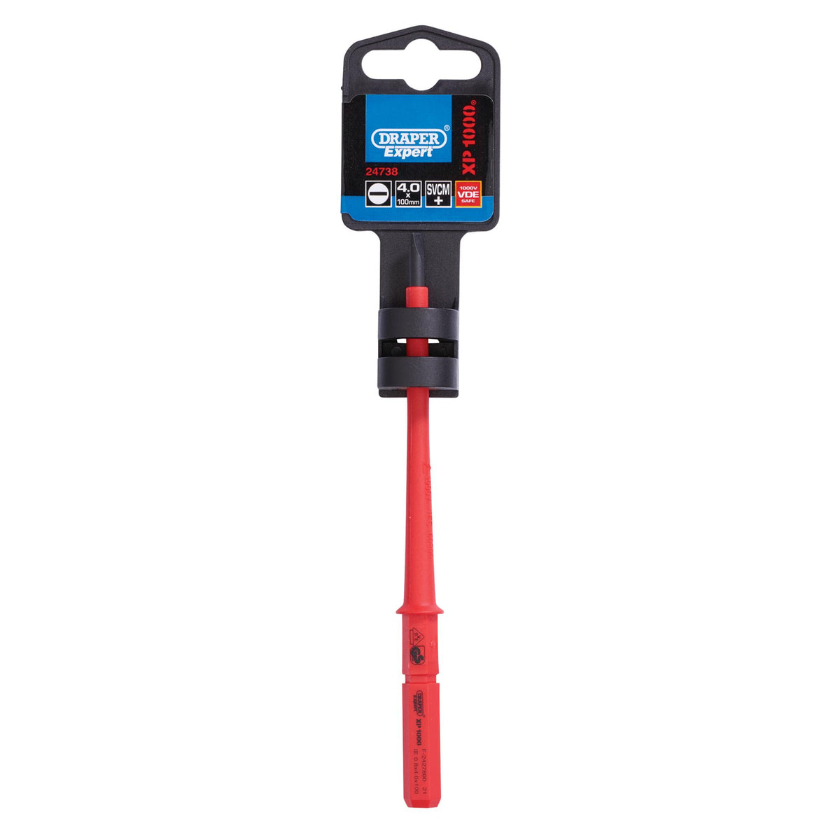 DRAPER Expert Ergo Plus® Plain Slot VDE Interchangeable Screwdriver Blade 4mm x 100mm : Model No.9651P