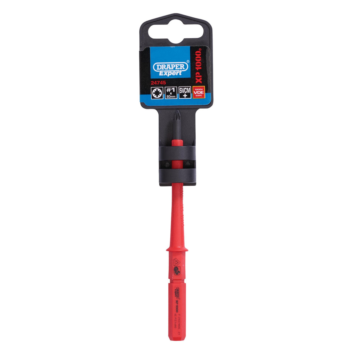 DRAPER Expert Ergo Plus® PZ Type VDE Interchangeable Screwdriver Blade No:1 x 80mm : Model No.9651PZ
