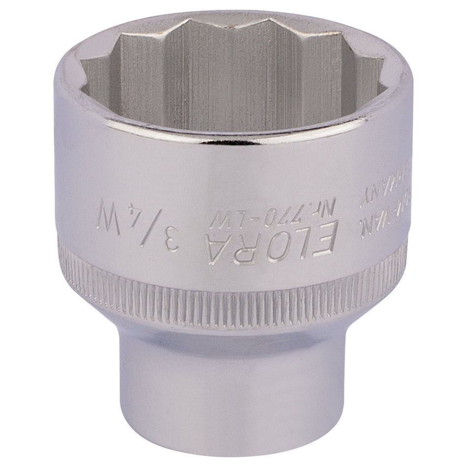 3/4in. 1/2in. Square Drive Whitworth Bi-Hexagon Socket: Model No.770-LW
