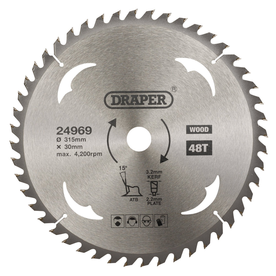 TCT Circular Saw Blade for Wood, 315 x 30mm, 48T: Model No. SBW18