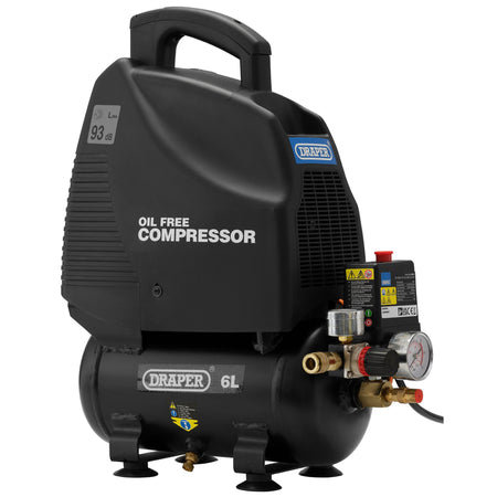DRAPER 6L 230V 1.1kW (1.5hp) Oil-Free Air Compressor: Model No.DA6/169
