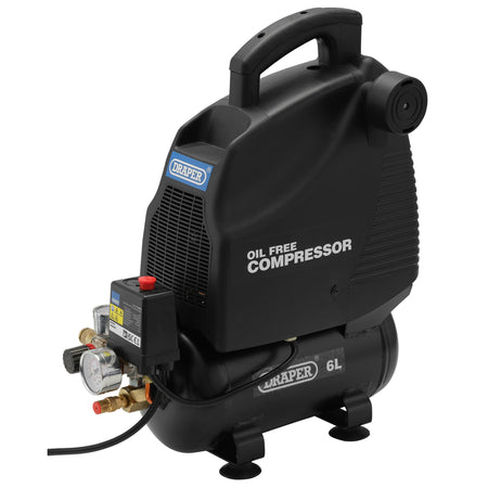 DRAPER 6L 230V 1.1kW (1.5hp) Oil-Free Air Compressor: Model No.DA6/169