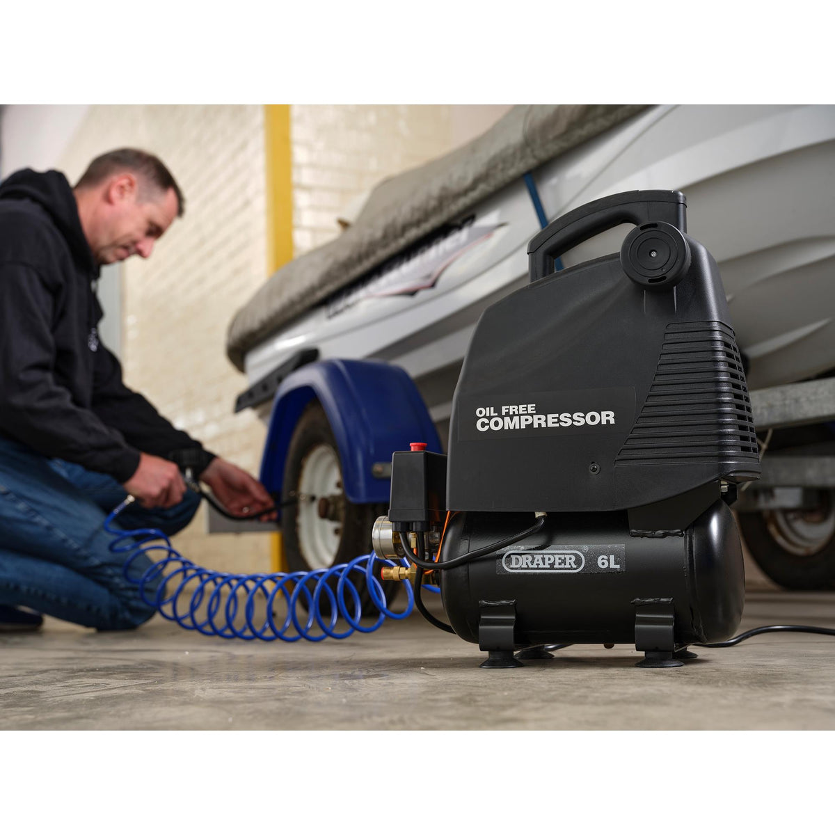 DRAPER 6L 230V 1.1kW (1.5hp) Oil-Free Air Compressor: Model No.DA6/169
