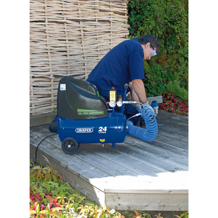 DRAPER 24L 230V 1.1kW (1.5hp) Oil-Free Air Compressor: Model No.DA25/169