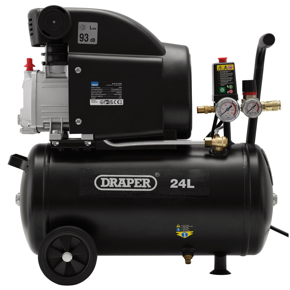DRAPER 24L 230V 1.5kW (2hp) Air Compressor: Model No.DA25/207