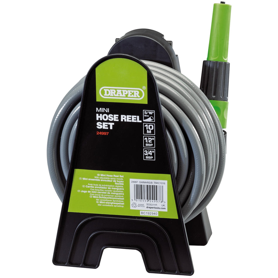 DRAPER Mini Hose Reel Set (10M): Model No. GWMHRS/B