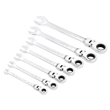 DRAPER 7 Piece Draper Hi-Torq ; Metric Flexible Head Ratcheting Combination Spanner Set: Model No.8230FMM/7