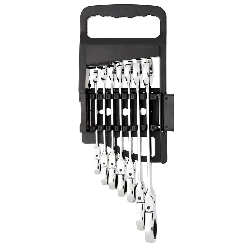 DRAPER 7 Piece Draper Hi-Torq ; Metric Flexible Head Ratcheting Combination Spanner Set: Model No.8230FMM/7