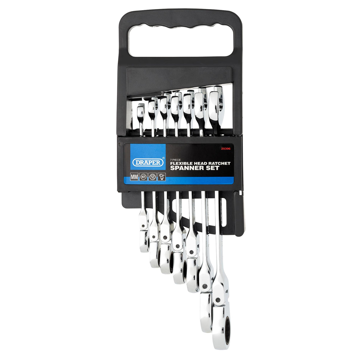 DRAPER 7 Piece Draper Hi-Torq ; Metric Flexible Head Ratcheting Combination Spanner Set: Model No.8230FMM/7