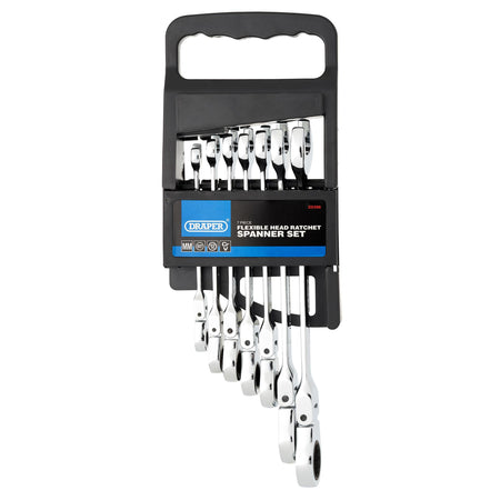 DRAPER 7 Piece Draper Hi-Torq ; Metric Flexible Head Ratcheting Combination Spanner Set: Model No.8230FMM/7