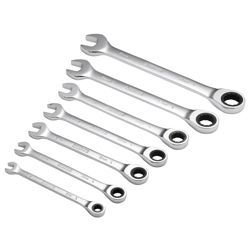 DRAPER 7 Piece Draper Hi-Torq ; Metric Ratcheting Combination Spanner Set: Model No.8230MM/7