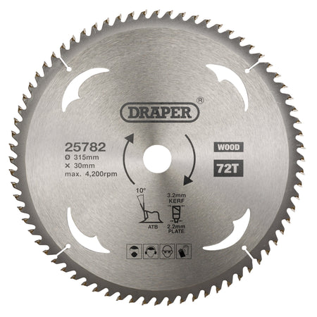 TCT Circular Saw Blade for Wood, 315 x 30mm, 72T: Model No. SBW19
