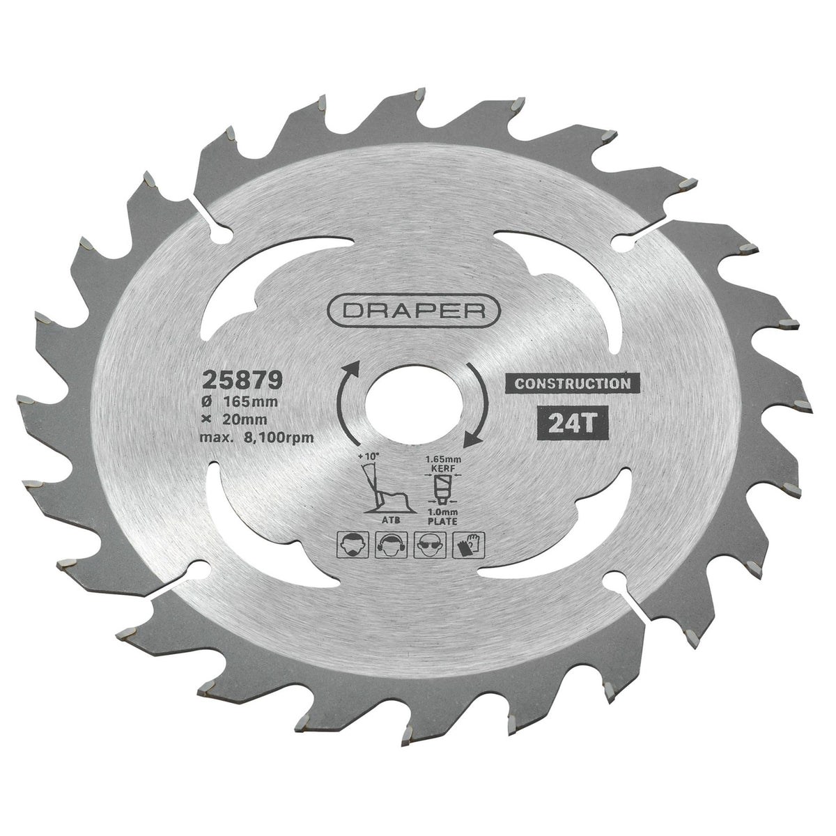 TCT Cordless Construction Circular Saw Blade for Wood & Composites, 165 x 20mm, 24T: Model No. SBC2
