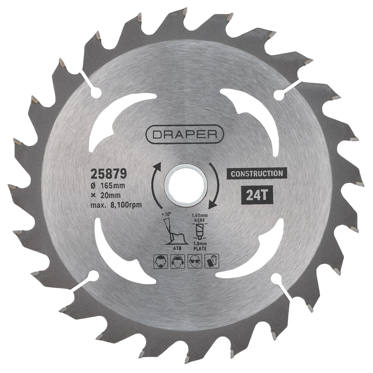 TCT Cordless Construction Circular Saw Blade for Wood & Composites, 165 x 20mm, 24T: Model No. SBC2