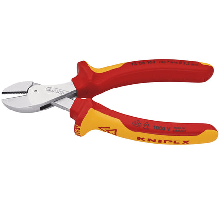 Knipex VDE 'X CUT' High Leverage Diagonal Side Cutters : Model No.73 06 160SB