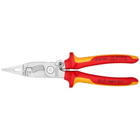KNIPEX 13 96 200 SB Pliers for Electrical Installation Insulated with Multi-Component Grips, 200mm