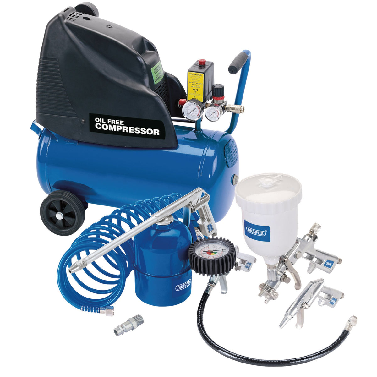 DRAPER OILFREE 24L COMP.+ 5PC AIR KIT : Model No.*DA25/4314AK