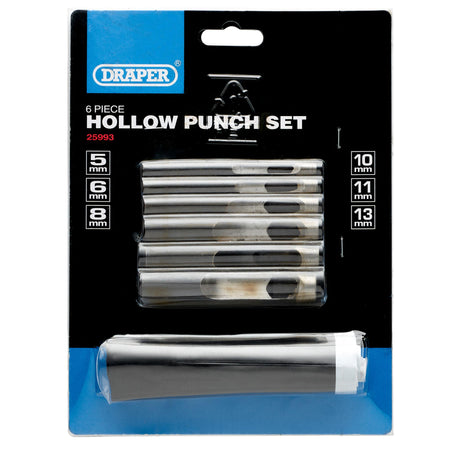 DRAPER 6 Piece Hollow Punch Set 5mm - 13mm Dia.: Model No.HP6