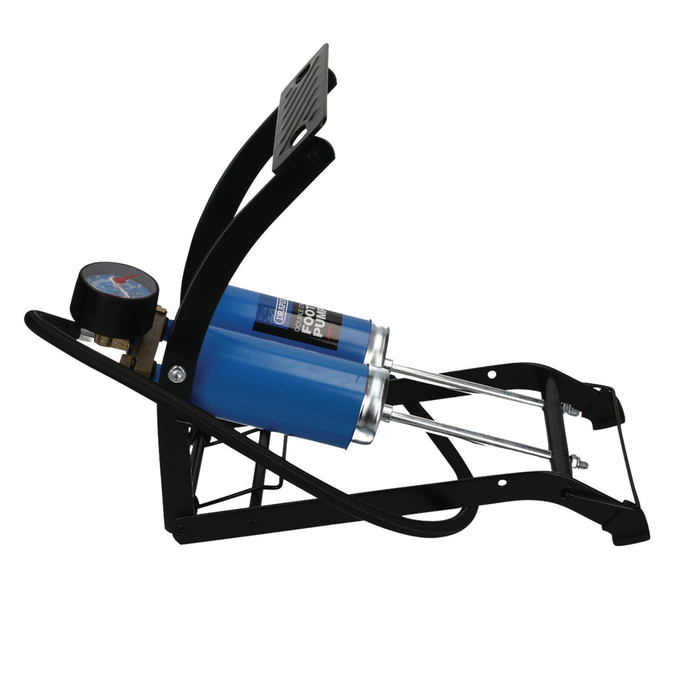 DRAPER Double Cylinder Foot Pump with Pressure Gauge: Model No.4435